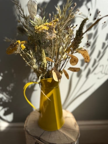 Dried Flowers in a Enamel jug